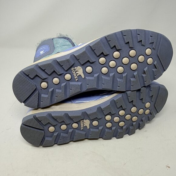 Sorel Disney Frozen Elsa Whitney girls winter boots blue 6 purple pre-worn snow - Picture 11 of 11